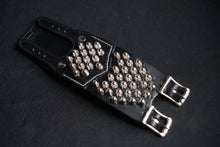 Load image into Gallery viewer, Studded leather goth and punk bracelet with spikes
